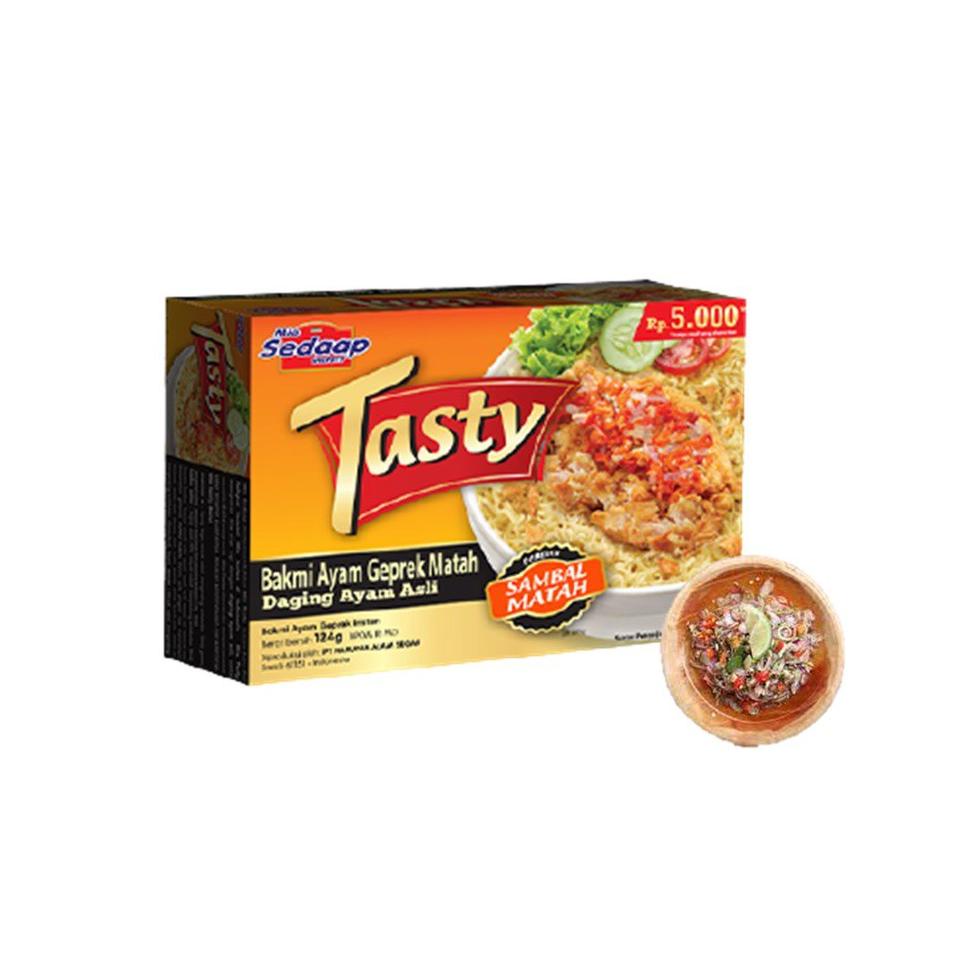 

・ Sedaap Tasty Mie Instan Bakmi Ayam Geprek Bag 124 gr ら