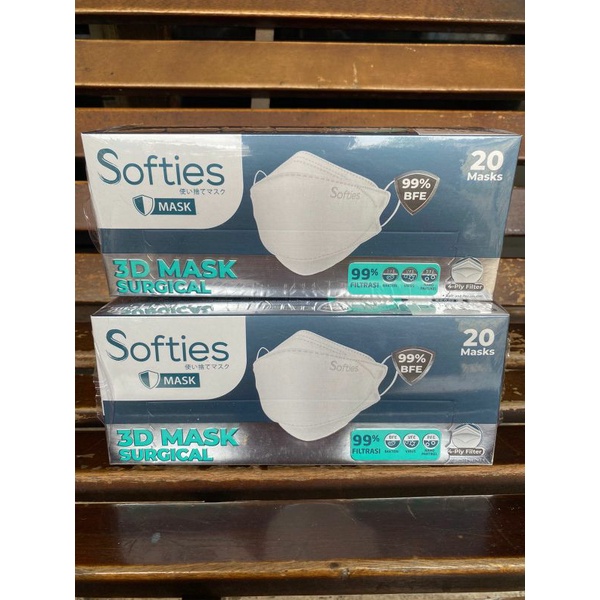 Masker Softies Surgical 3D Mask 4 Ply KF94 isi 20 Original