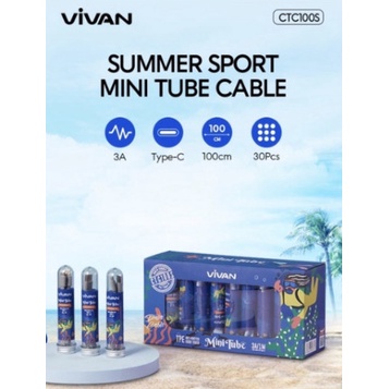 Vivan CTC100S Upgraded 1M Flat Type-C Mini Tube Data Cable Colorful TPE GoodTouch Anti Knotted