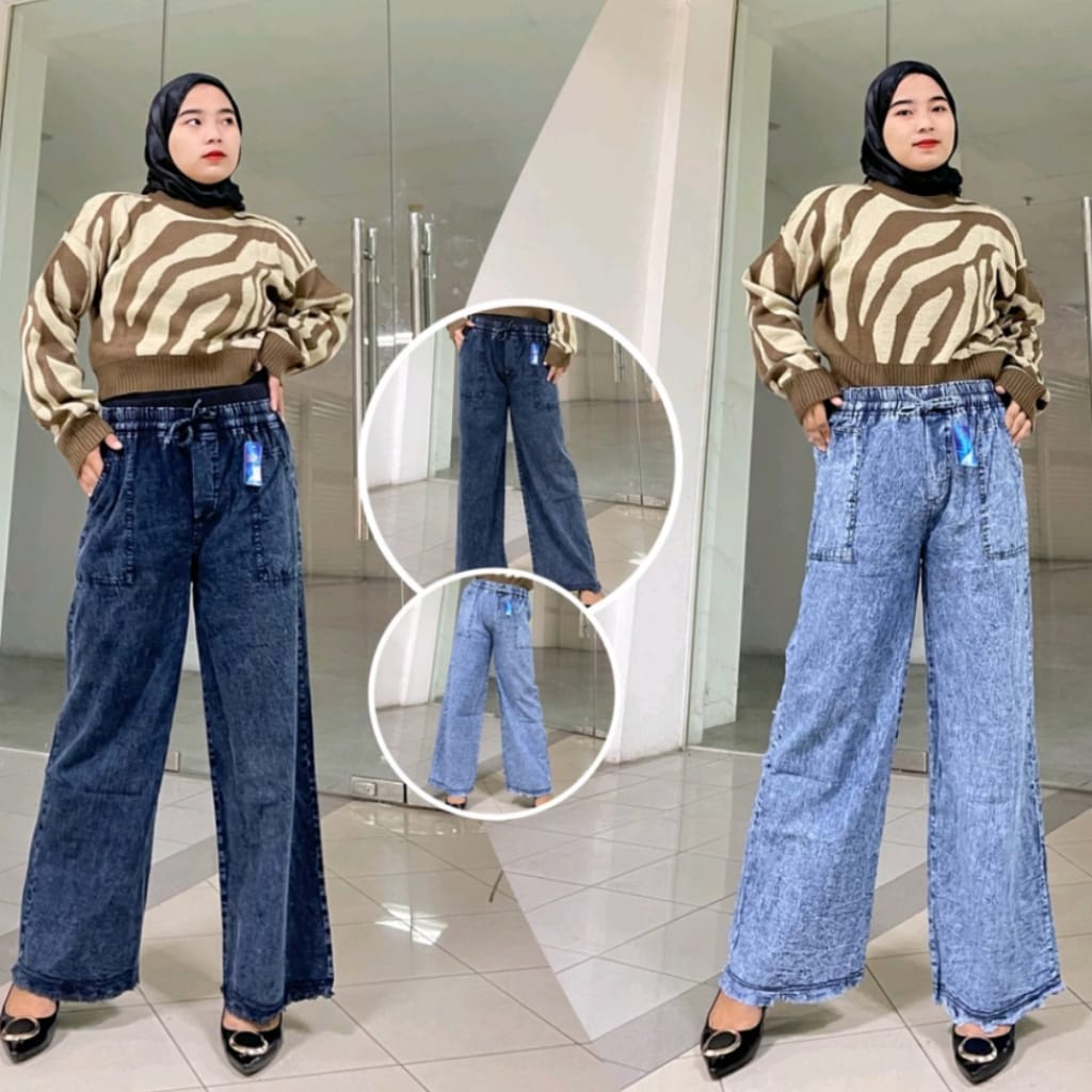 Kulot Jeans BEON RAWIS / Kulot Jeans Wanita Pinggang Karet / TONNI DJAYA