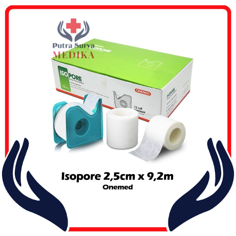 Isopore 2.5cm x 9.2m + Dispenser Onemed | Plester Kertas Medical