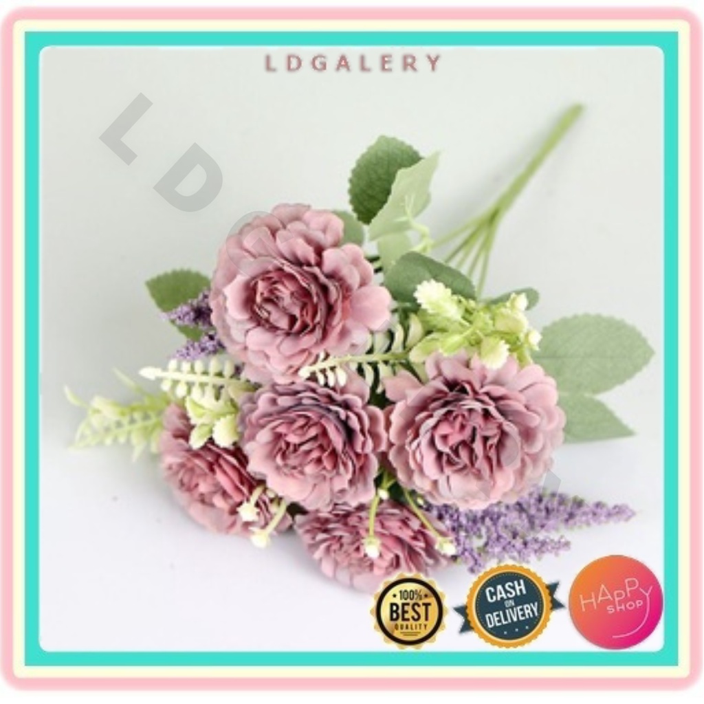LDG FL02 Bunga Bouqet (Tanpa Pot) Bunga Hias Dekorasi Rumah Tanaman Buatan Artificial Import Murah