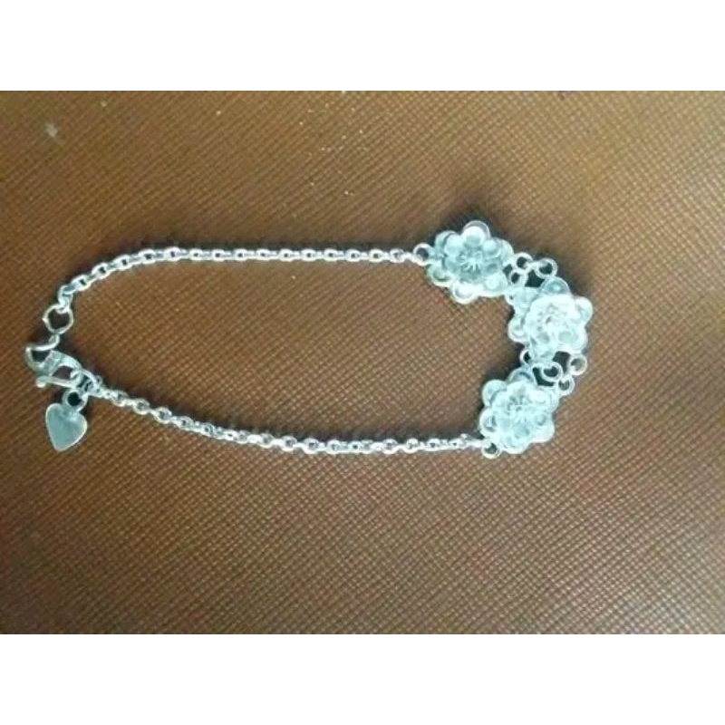 gelang perak motif bunga mawar anak2 dan dewasa