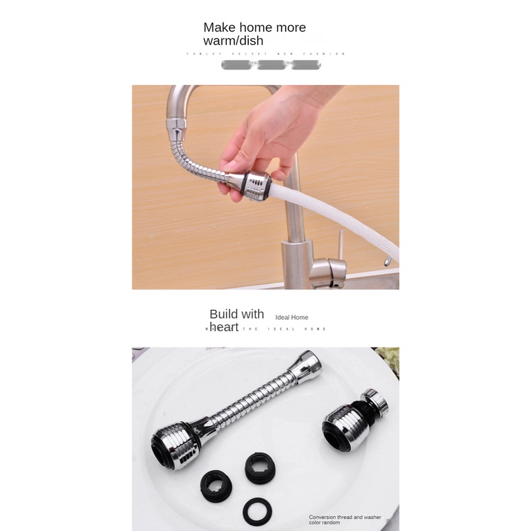 Sambungan Kran Air Faucet Stainless Keran Air Shower Fleksibel Putar Alat Penyambung Ujung Kepala Kran cuci piring tangan wastafel di dapur | GROSIRXPRESS