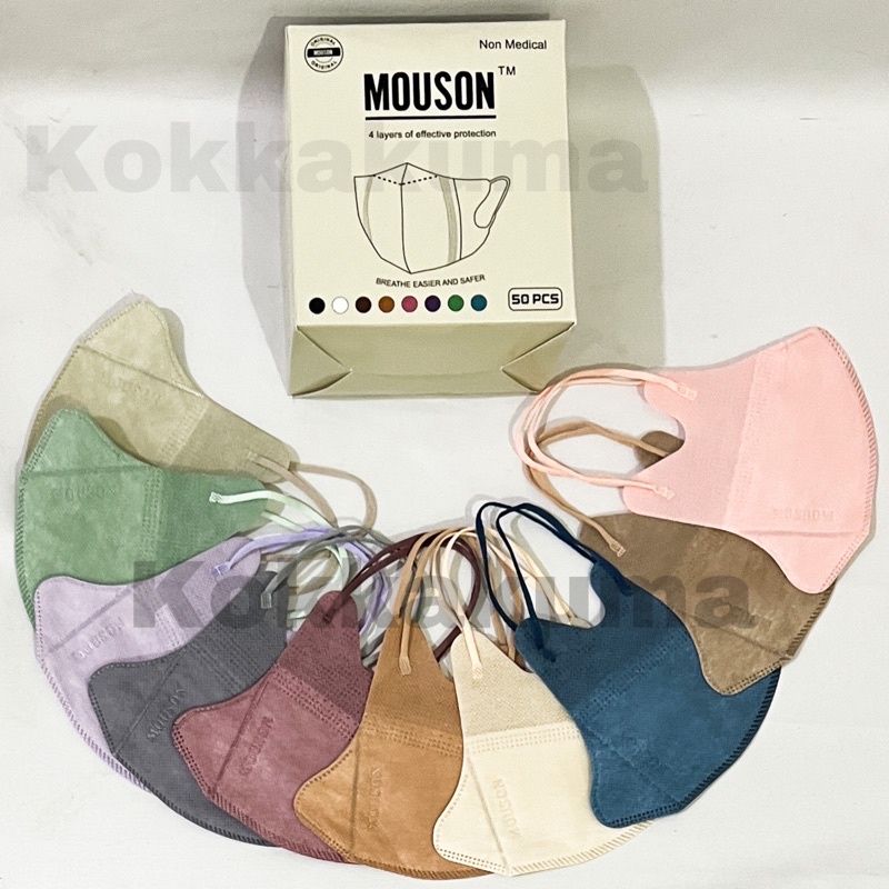Masker Mouson Duckbill Garis 4 PLY isi 50 pcs Impor Disposable Mask Dewasa Hitam / Putih-MSN DBMixPolly