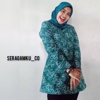 Image of Seragam batik pkk nasional terbaru full furing seragam batik pkk hijau toska baju batik pkk nasional