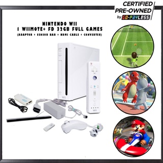 Nintendo Wii [Preowned] + 32GB/320GB Full Games + HDMI Converter Cable (1 Wiimote + 1 Nunchuck) GARANSI 3 BULAN