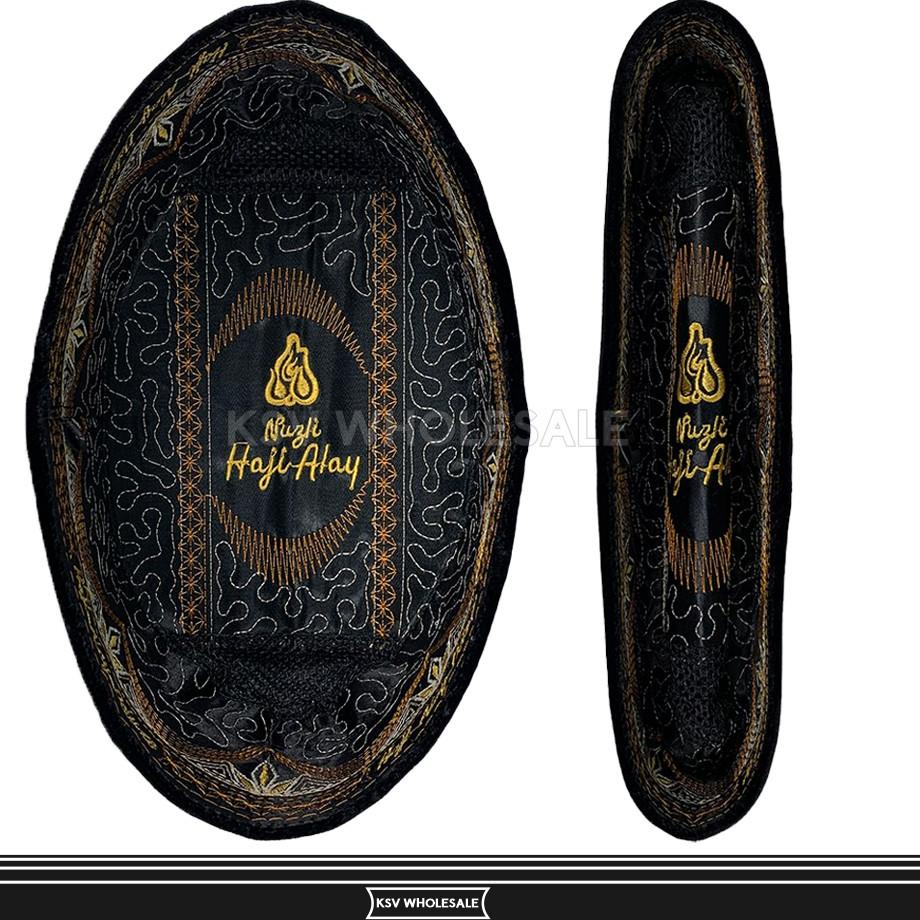 Songkok Hitam Premium HAJI ALAY DELUXE Tinggi 8, 9, 10 Peci Kopiah Hitam Polos AC, Non AC, Kopeah Be