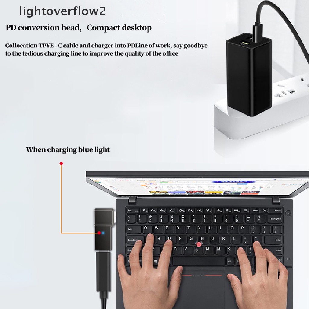 (lightoverflow2) Adapter Konektor Power DC USB Tipe-C Female Ke DC Male Untuk Laptop