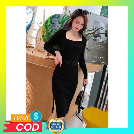 Nuna The Label | Soe Dress Korea Wanita Long Dres Korean Style Lengan Balon Lucky Dress Rajut Wanita