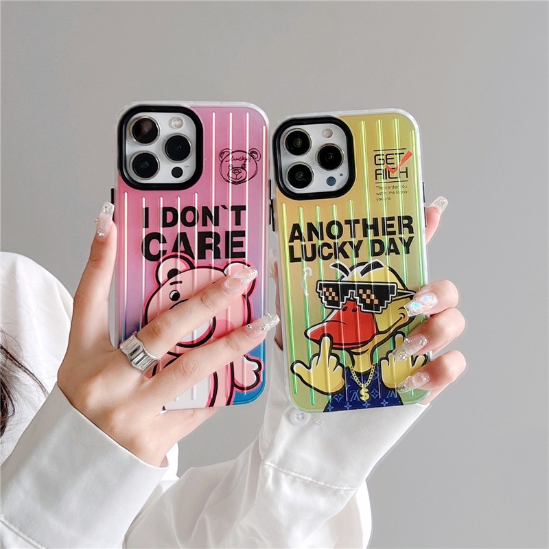 Soft Case TPU Motif Beruang Bebek Keberuntungan 3D Untuk IPhone 13 12 11 Pro Max