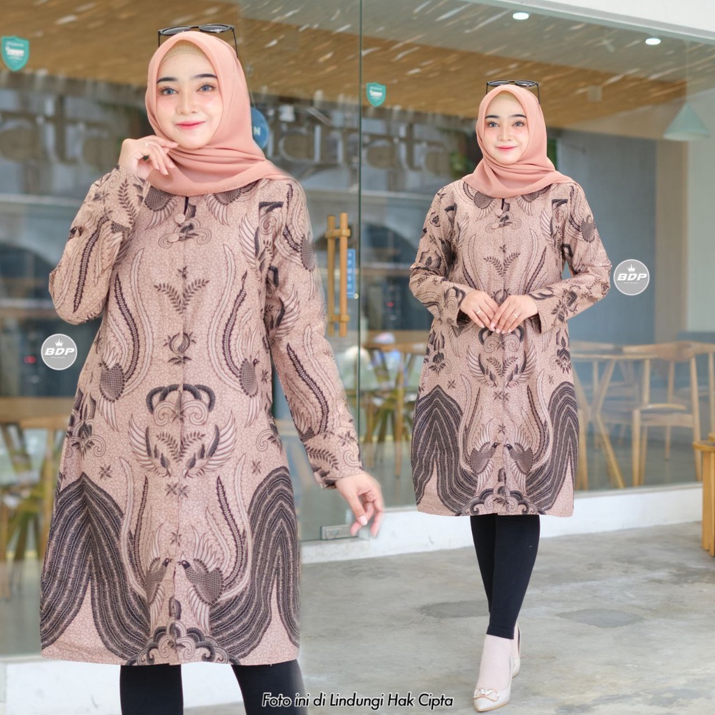 Baju Batik Wanita Modern M L XL XXL Atasan Batik Kerja Wanita Blouse Batik Kantor Seragam Batik Modern