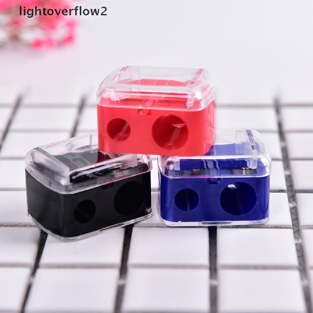 (lightoverflow2) Rautan Pensil Alis / Lip Liner / Eyeliner 2 Lubang Rautan Pensil Bahan Plastik Untuk Sekolah / Kantor Mainan Boneka Stuffed Plush Lucu