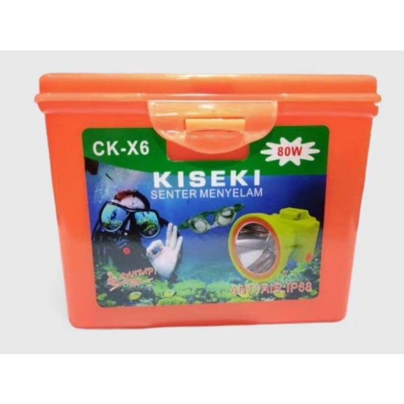 Kiseki Senter kepala selam 80 Watt CK X6 Cahaya putih Bonus kacamata renang