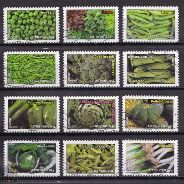 

0753 Perangko Prancis 2012 Sayuran Dan Buah 12v Used