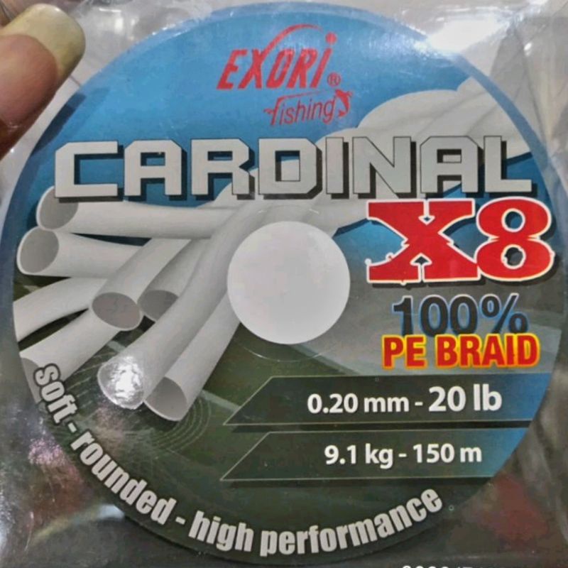 Senar PE Cardinal X8 150m EXORI 100% PE Braid SOFT ROUNDED HIGH PERFORMANCE