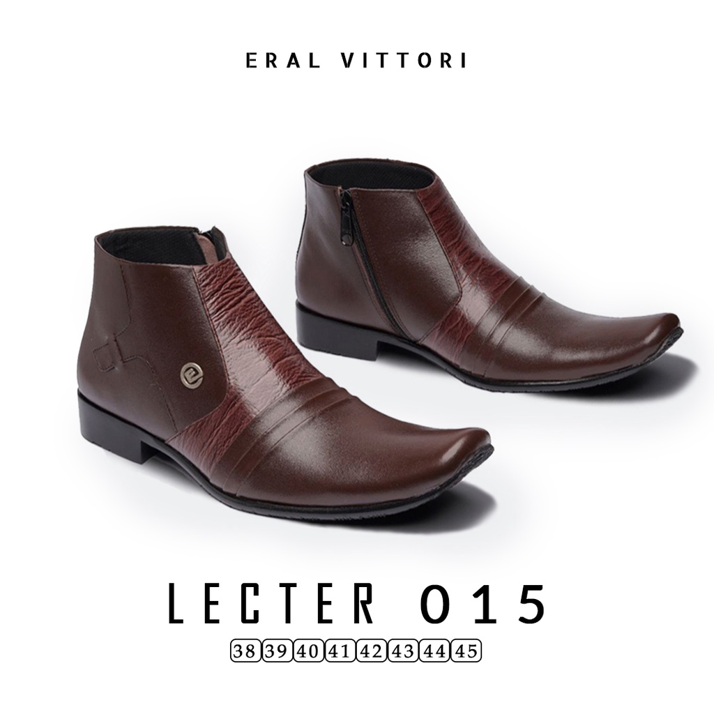 Eral Vittori - Lecter 015 Sepatu Pria Casual Formal Pantofel Boots Zipper Kulit