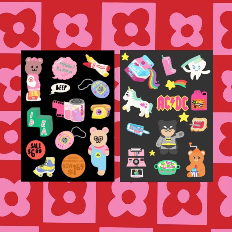 sticker tamago and kitch (sticker y2k, sticker kidcore, sticker thence, sticker sheet)