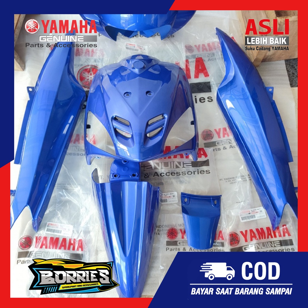 FULLSET cover caver body alus MIO LAMA SPORTY BIRU TUA DPBMC ORIGINAL