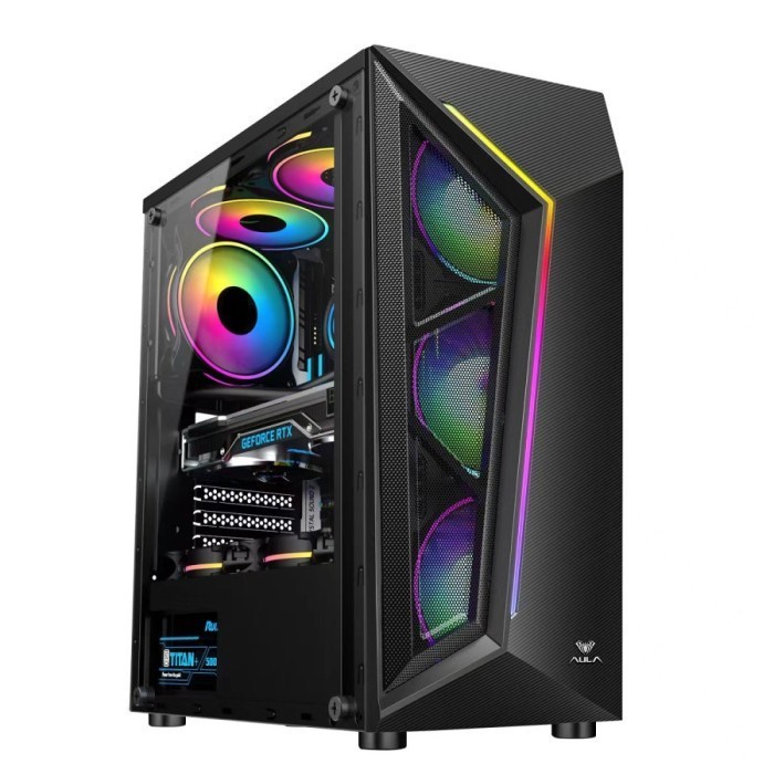 Casing PC Gaming AULA FZ012 ATX include 3 Fan RGB - Casing AULA FZ 012