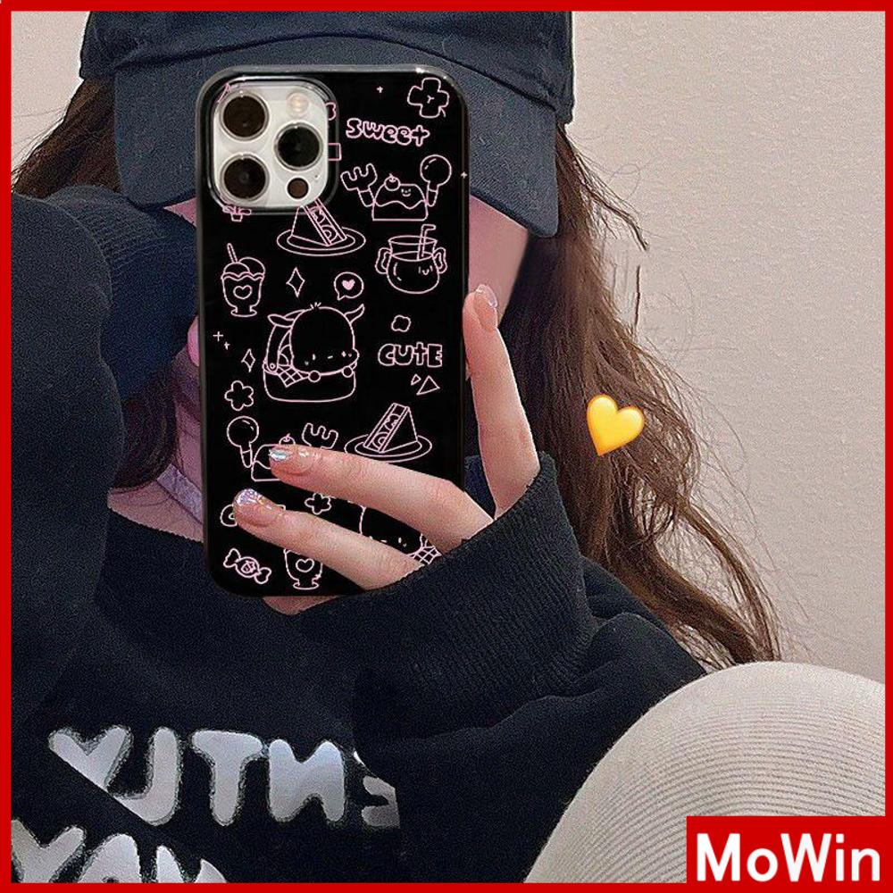 For iPhone 14 Pro Max iPhone Case TPU Soft Case Shiny Black Shockproof Protection Camera Cartoon Cute Compatible For iPhone 13 Pro max 12 Pro Max 11 Pro max xr xs max 7Plus 7 8