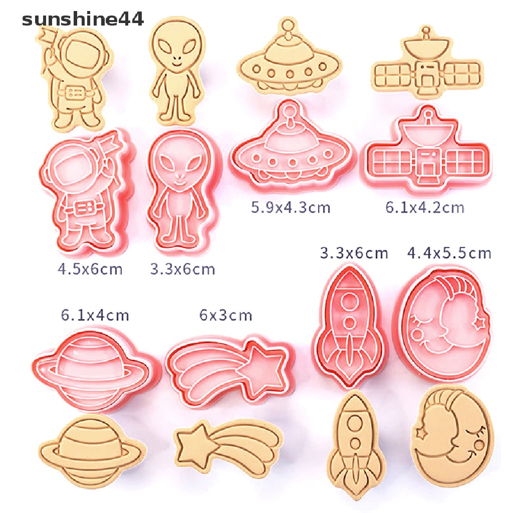 Sunshine 8Pcs / set Cetakan Biskuit Bentuk Astronot Luar Angkasa 3D