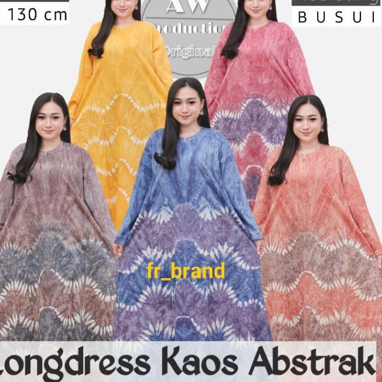 Daster Kaos Abstrak Jumbo Busui LD 120 Jumputan Abstrak Lengan Panjang Resleting Depan Baju Wanita H