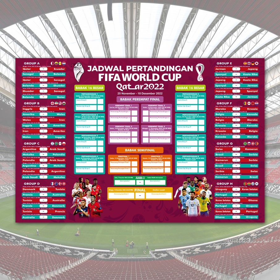 Jual Poster Jadwal World Cup Qatar 2022 Shopee Indonesia
