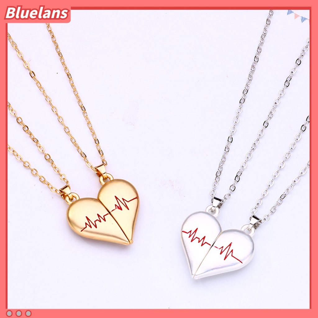 2pcs / Set Kalung Desain Puzzle Hati Bahan Alloy Electroplating Untuk Pasangan
