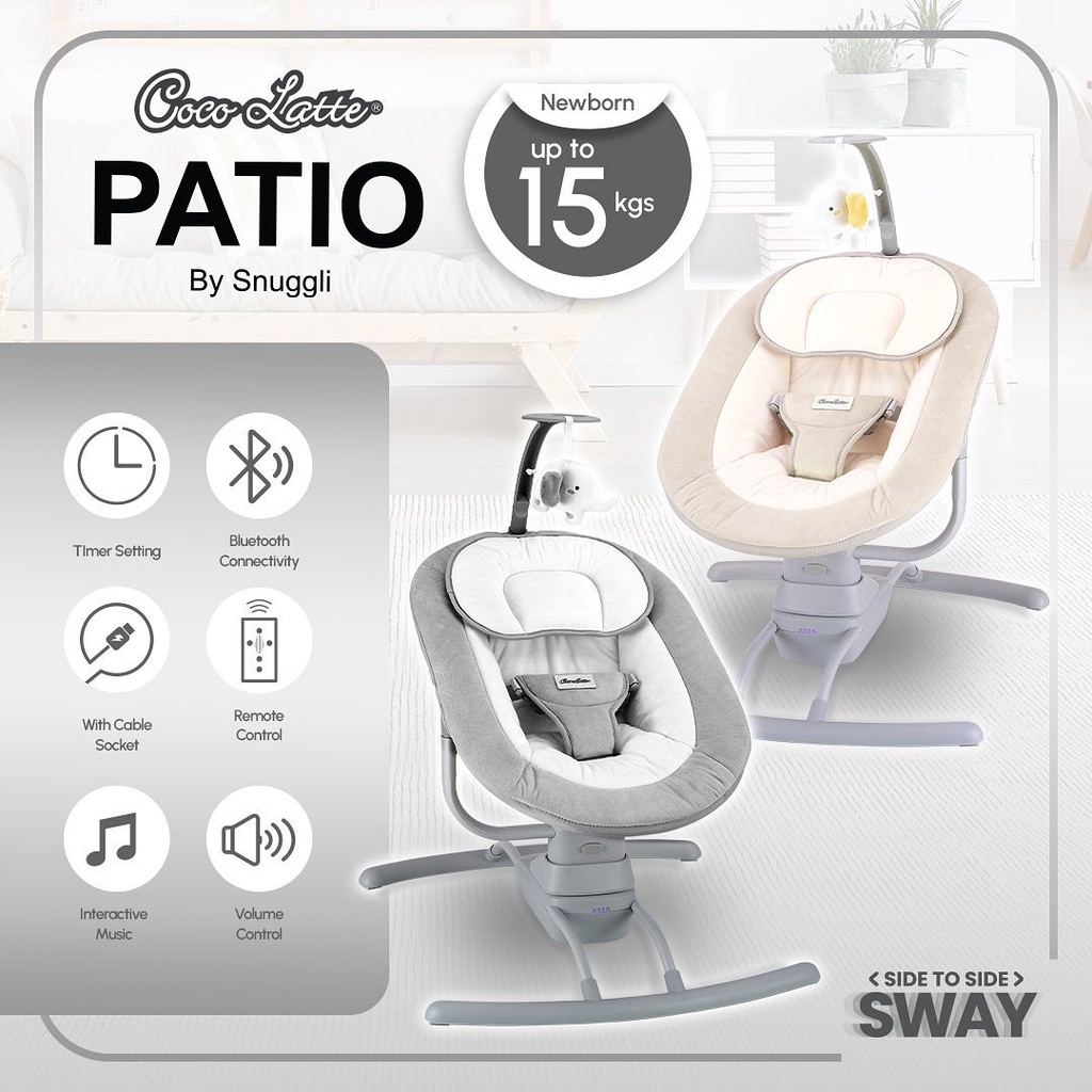 MKS - Cocolatte Snuggli 2.0 Footrest Premier Safari Patio Swing Ayunan Bayi Elektrik Features / OTOMATIS Bouncer Swing