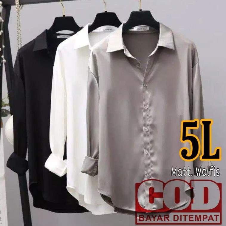 {CH.18Oc22d} KEMEJA PUTIH POLOS  WANITA LENGAN PANJANG OVERSIZE JUMBO LD 140