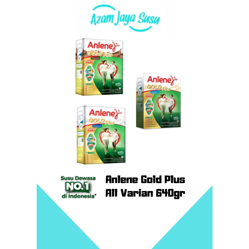 

Anlene Gold Original, Vanilla, Coklat 5X Susu Bubuk Cokelat 640g - Nutrisi Tulang, Sendi, dan Otot