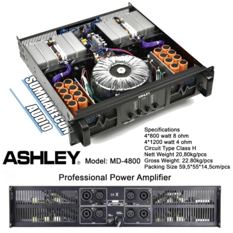 Power Amplifier Ashley MD 4800 Original Power 4Channel Class H