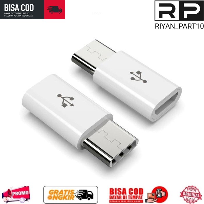 Kabel Sambungan Micro Ke Type C | Konektor CONECTOR KABEL DATA MICRO USB KE TIPE C UNTUK SEMUA HP XI