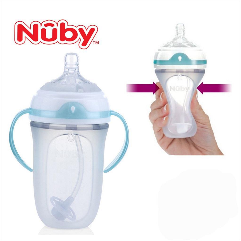 NUBY Comfort 360 113871 250 ml Silicone Baby Bottle Straw Medium Flow