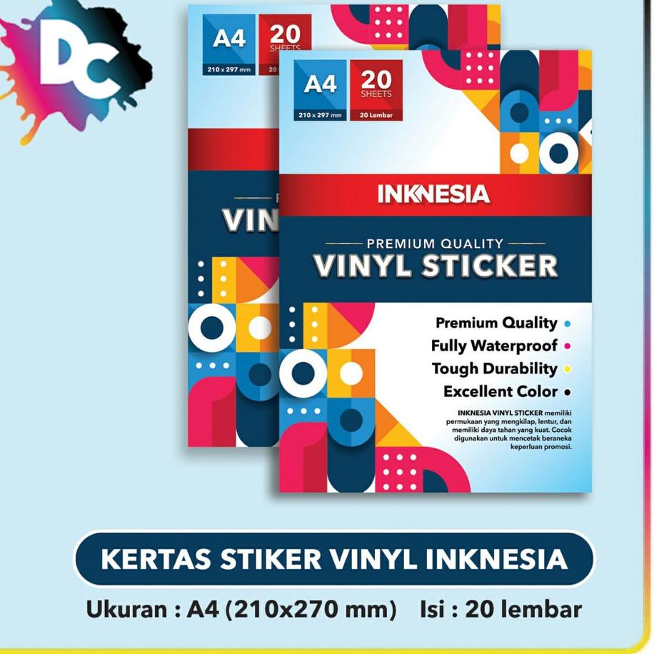 

Terbaik! Kertas Sticker Vinyl Glossy A4 isi 20 lembar