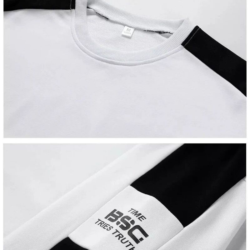 Crewneck White Basic Putih Hitam BSC Pria/Cowok Terbaru Kekinian!