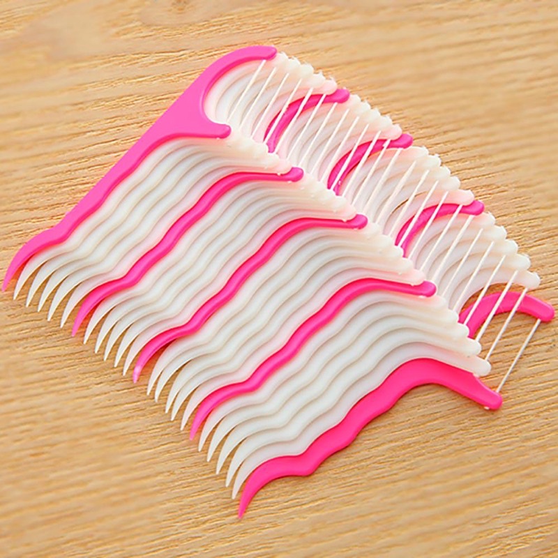 Dental floss tooth pick pink putih isi 25 tusuk gigi plastik flossing toothpick picks sela gigi ALICE DENTAL