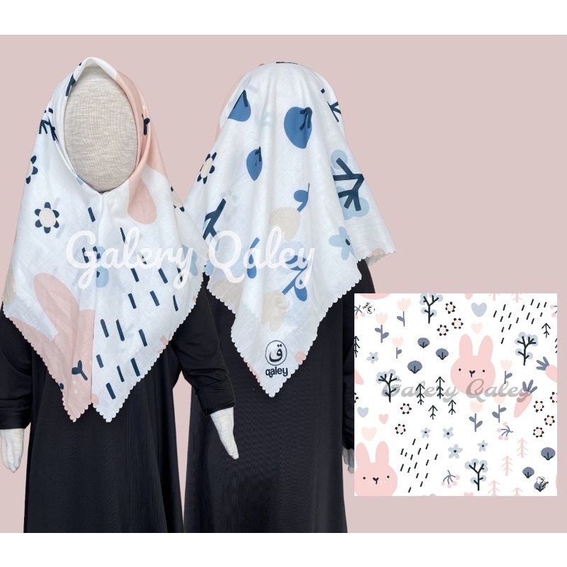 VOAL PRINTING ANAK INSTANT MOTIF RABBIT ABSTRACK / HIJAB INSTANT ANAK MOTIF LUCU / KERUDUNG ANAK INSTANT MOTIF / HIJAB LUCU