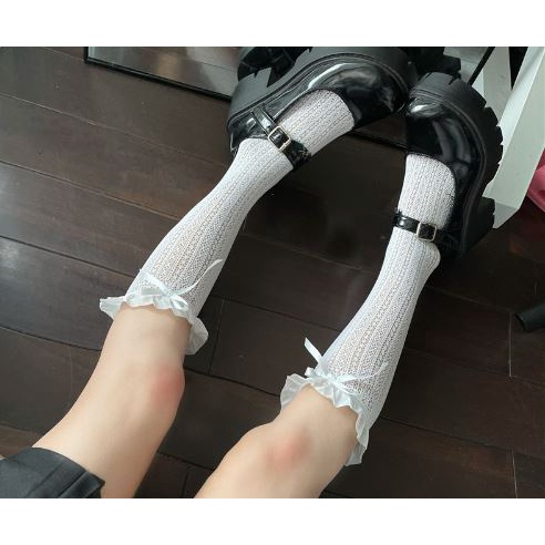 LS-26 Kaos Kaki Lolita Cosplay Maid Japan JALA MOTIF PITA SERUT