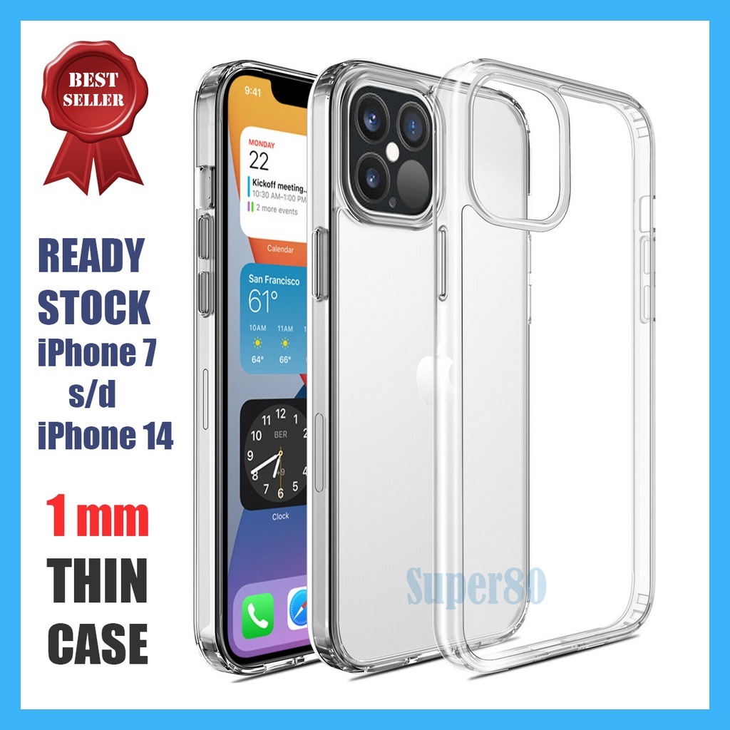 Soft Case Bening iPhone 7 8 Plus X XS XR 11 12 13 14 Mini Pro Max Transparan Casing Slim Softcase Clear