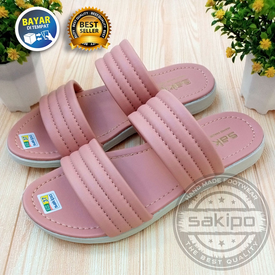 PROMO 11.11 BIG SALE !! SANDAL WANITA DEWASA SLOP BAN 2 BUSA TEBAL EMPUK KEKINIAN / SANDAL RUMAH REMAJA NYAMAN DI KAKI / SAKIPO