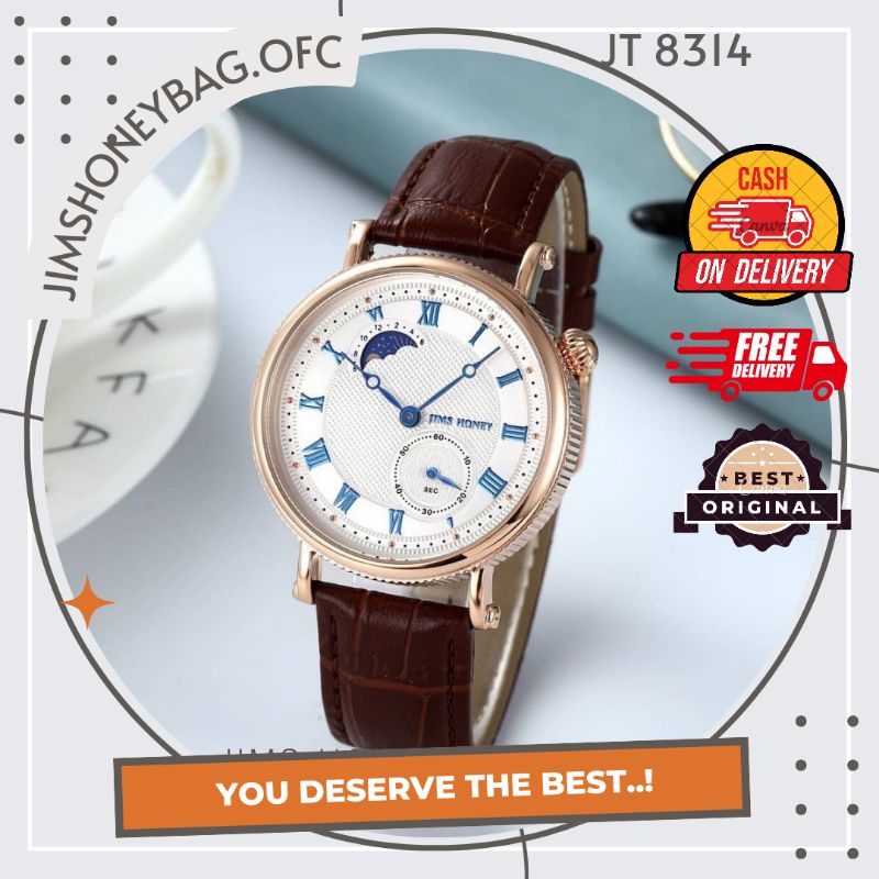 JAM TANGAN 8314 JIMS HONEY ANALOG PRIA COWOK SPORT TALI KULIT ANTI TAHAN AIR WATERPROOF IMPORT FREE 