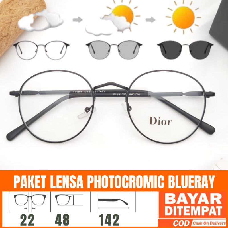 Paket Kacamata 9765 Lensa Antiradiasi Photocromic