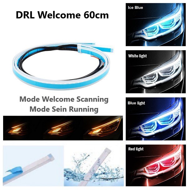 Lampu Led Alis DRL 30cm 45cm 60cm Lampu alis slim 2 Warna + Sein  waterproof Shinagawa Grade A+ TRJL