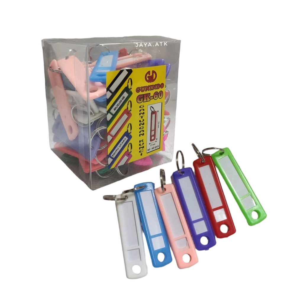 GANTUNGAN KUNCI KEY RING ISI 60 PCS WARNA KEY LABEL NAMA LOKER + WADAH GK-60