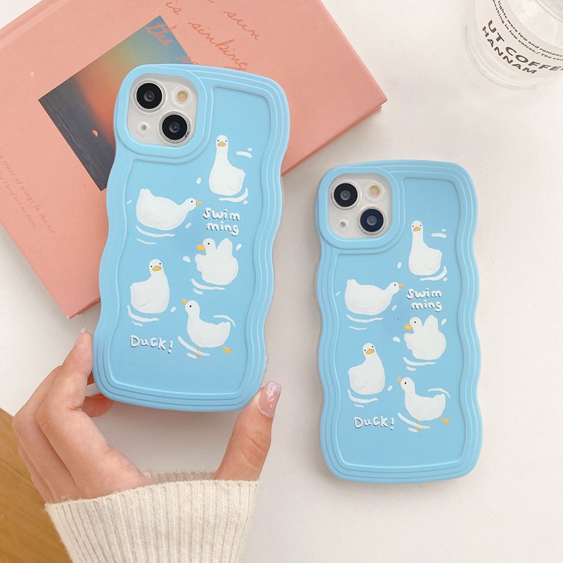 Soft Case Motif Bebek Biru Hijau Untuk iPhone 6 6S 7 8 SE 2020 Plus 7 + 8 + X XS XR 12 13 11 12 13 14 Pro mAX 14 Plus 14Pro mAX