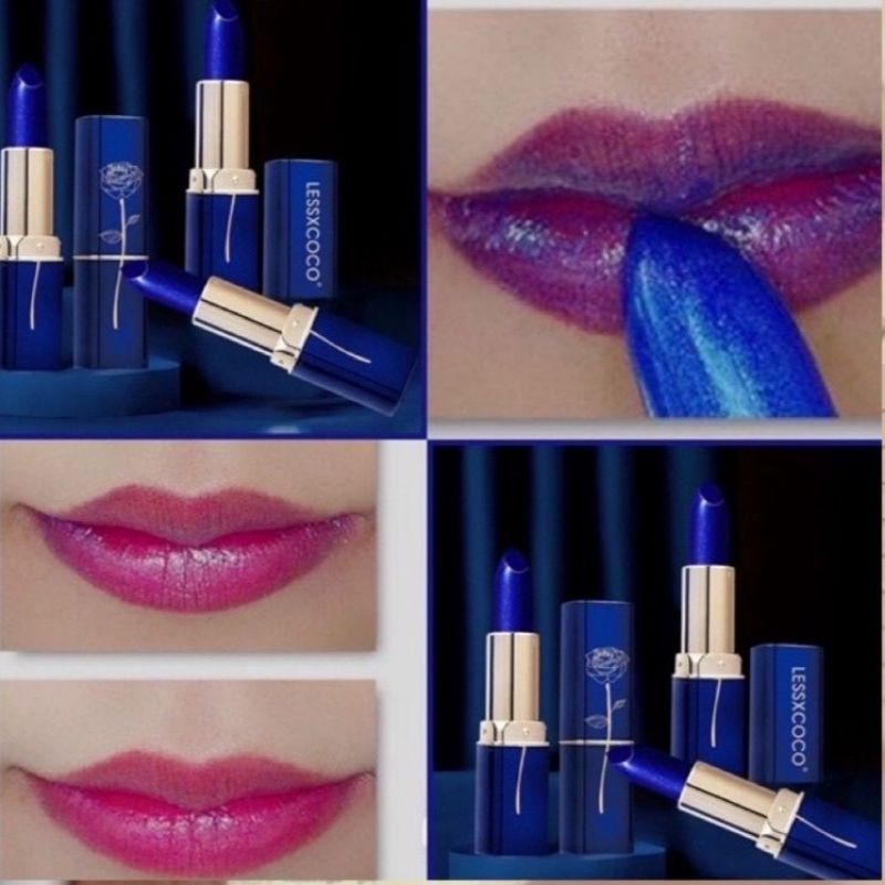 Medan Termurah Viral Longlasting Blue lipstick color changing Lipstik biru brubah warna lessxcoco