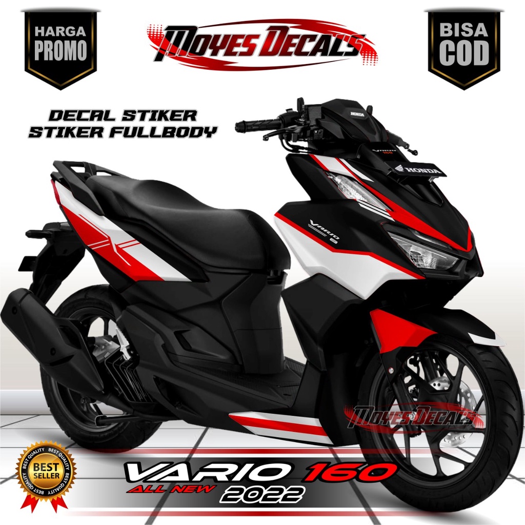 Decal Stiker Vario 160 2022 Full Body Motif Simpel Warna Merah Putih