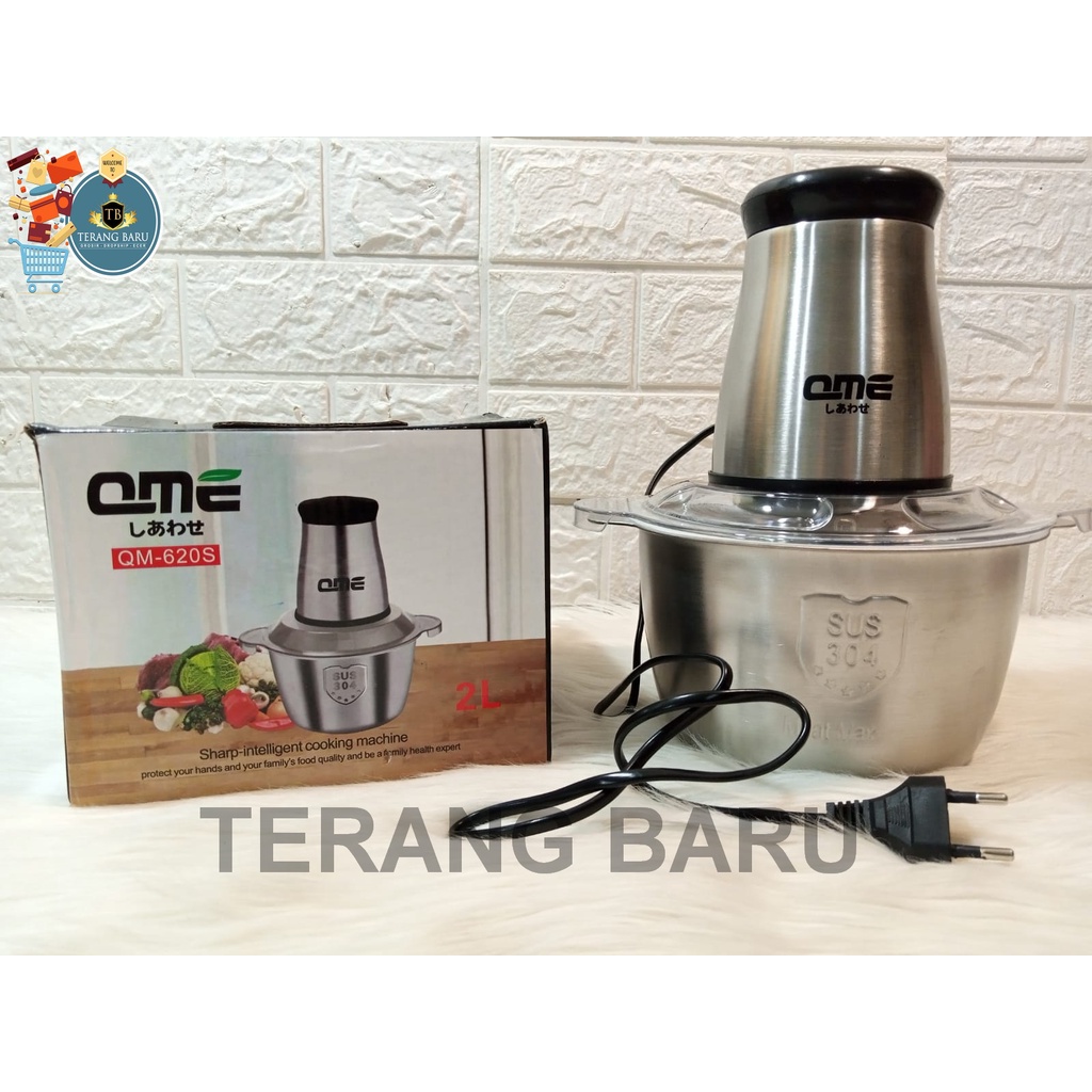 BLENDER DAGING STAINLESS QME QM-620S | FOOD CHOPPER BLENDER MULTIFUNGSI | PENGGILING DAGING 2 LITER 